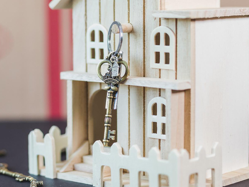 miniature house with keys
